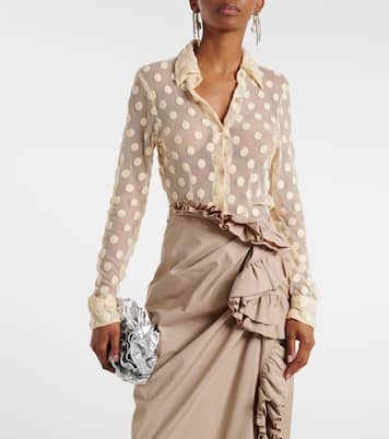 Polka-dot cotton-blend mesh shirt | Dries Van Noten