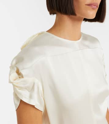 Asymmetric crêpe satin midi dress | Victoria Beckham