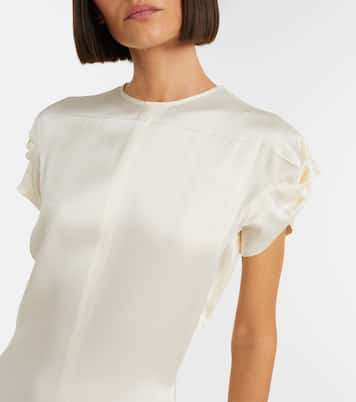 Asymmetric crêpe satin midi dress | Victoria Beckham
