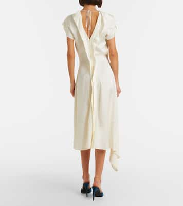 Asymmetric crêpe satin midi dress | Victoria Beckham