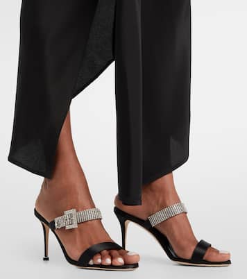 Mules Fibolta 90 de satén adornados | Manolo Blahnik