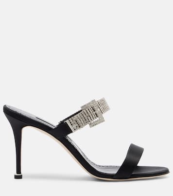 Mules Fibolta 90 de satén adornados | Manolo Blahnik