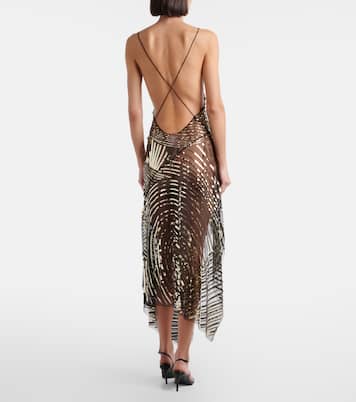 Asymmetric sequined tulle slip dress | Pucci