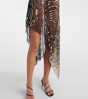 Asymmetric sequined tulle slip dress | Pucci