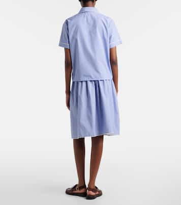 Gingham lace-trimmed cotton midi skirt | Miu Miu