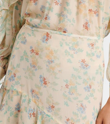 Jupe midi Meadow en soie florale à volants superposés | Ulla Johnson