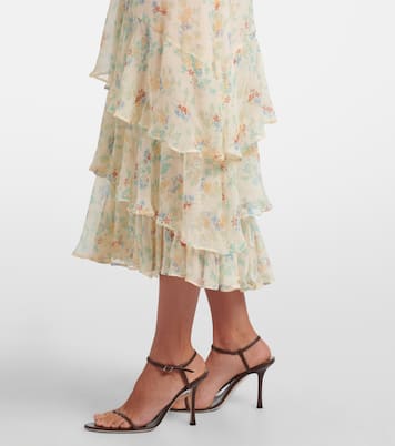 Jupe midi Meadow en soie florale à volants superposés | Ulla Johnson