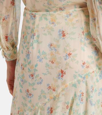Jupe midi Meadow en soie florale à volants superposés | Ulla Johnson