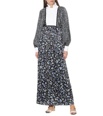 Robe longue en soie mélangée à fleurs | Tory Burch