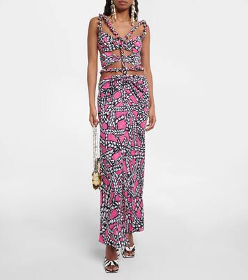 Robe midi imprimée en soie | Area