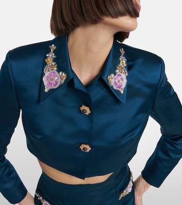 Verzierter Cropped-Blazer aus Seide | Miss Sohee