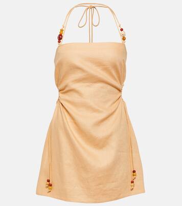 Robe Antonia en lin à perles | SIR