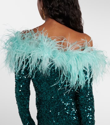 Midikleid mit Pailetten und Federn | Dolce&Gabbana