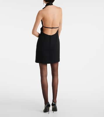 فستان قصير من الصوف الخام مع أبليكيه وردة | Dolce&Gabbana