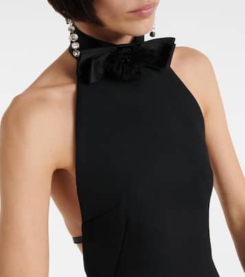 فستان قصير من الصوف الخام مع أبليكيه وردة | Dolce&Gabbana