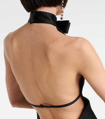 فستان قصير من الصوف الخام مع أبليكيه وردة | Dolce&Gabbana