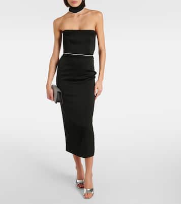 Robe midi en satin à cristaux | Alex Perry
