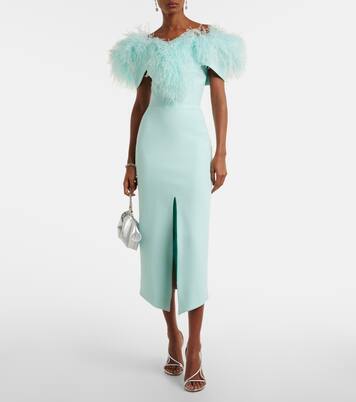 Robe midi à plumes | David Koma