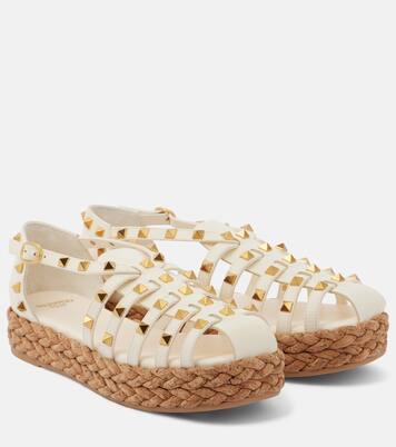 Rockstud Cork leather fisherman sandals | Valentino Garavani