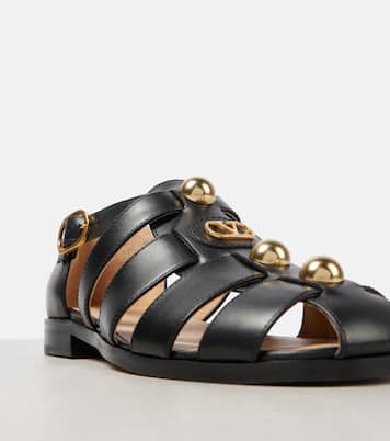 VLogo Signature leather fisherman sandals | Valentino Garavani