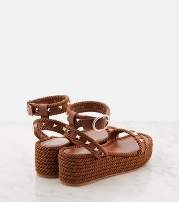 Rockstud Torchon leather espadrilles | Valentino Garavani