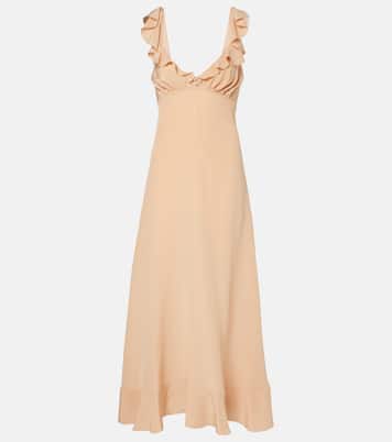 Ruffled silk crêpe de chine maxi dress | Chloé