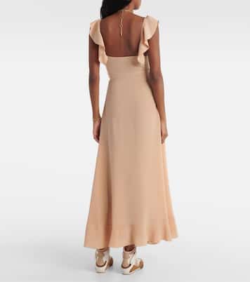 Ruffled silk crêpe de chine maxi dress | Chloé