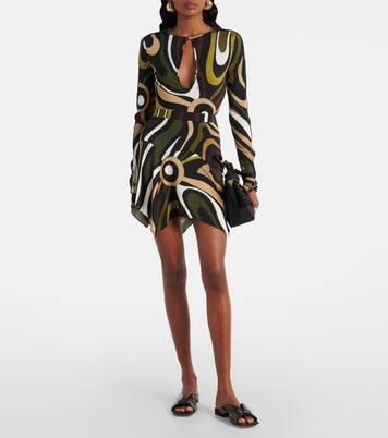 Marmo asymmetric satin jersey miniskirt | Pucci