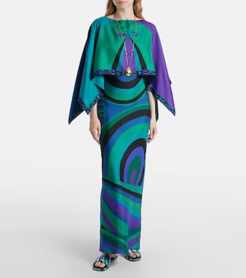 Iride silk twill maxi dress and cape set | Pucci