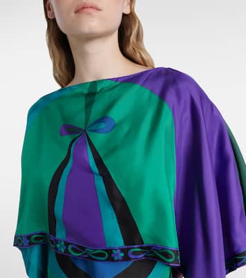 Iride silk twill maxi dress and cape set | Pucci
