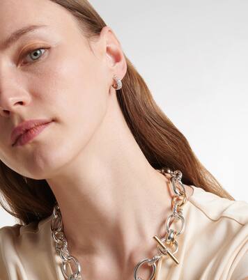 DY Mercer® Micro sterling silver hoop earrings with diamonds | David Yurman