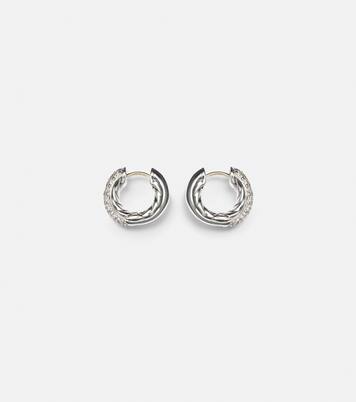 DY Mercer® Micro sterling silver hoop earrings with diamonds | David Yurman