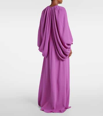 Abito lungo drappeggiato in misto seta | Oscar de la Renta