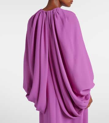 Abito lungo drappeggiato in misto seta | Oscar de la Renta