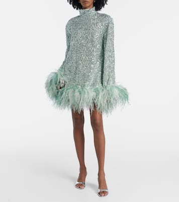 Vestido corto Gina con lentejuelas y plumas | Taller Marmo