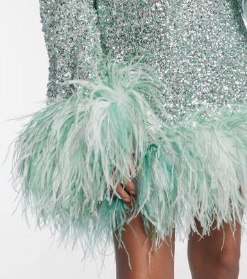 Vestido corto Gina con lentejuelas y plumas | Taller Marmo