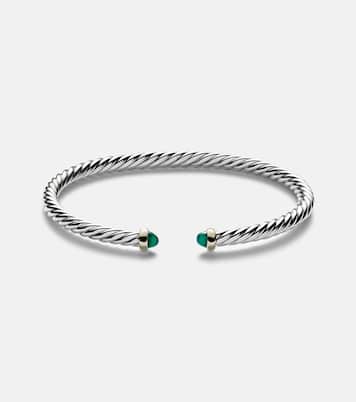 Cable Flex® sterling silver and 14kt gold cuff bracelet with onyxes | David Yurman