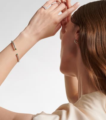 Cable Flex® sterling silver and 14kt gold cuff bracelet with onyxes | David Yurman