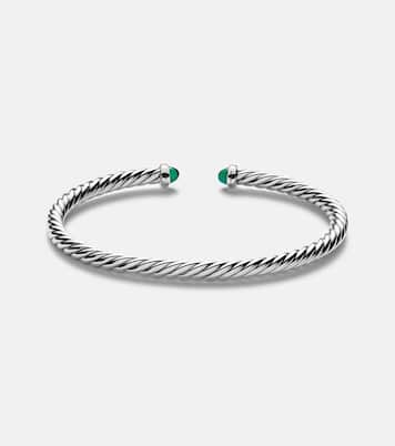 Cable Flex® sterling silver and 14kt gold cuff bracelet with onyxes | David Yurman