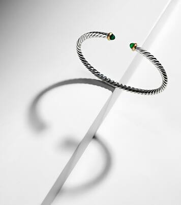 Cable Flex® sterling silver and 14kt gold cuff bracelet with onyxes | David Yurman