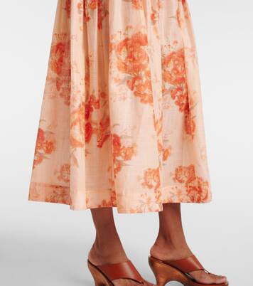 Robe midi bustier Cascadian en coton à fleurs | Zimmermann