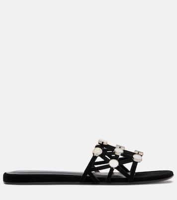 Grid embellished suede flat sandals | The Attico
