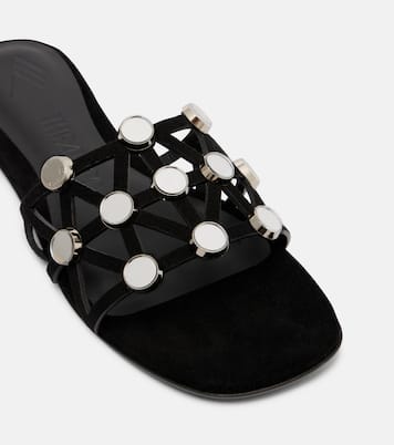 Grid embellished suede flat sandals | The Attico