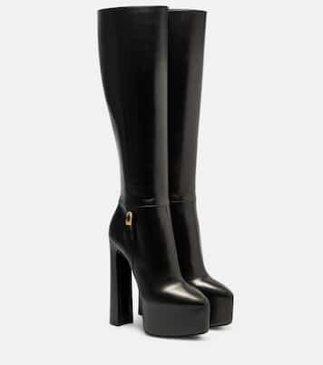 Nico leather platform knee-high boots | Saint Laurent