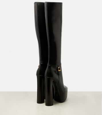 Nico leather platform knee-high boots | Saint Laurent