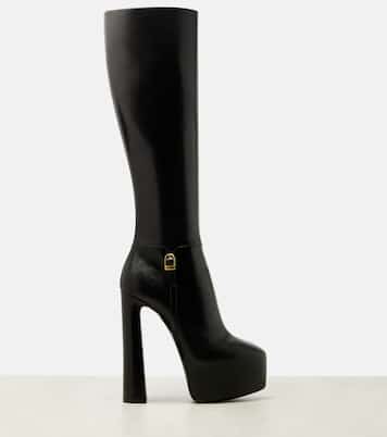Nico leather platform knee-high boots | Saint Laurent