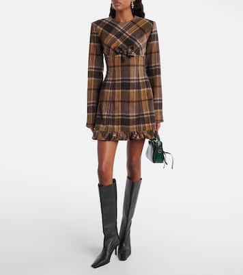 Checked wool-blend minidress | Acne Studios