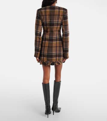 Checked wool-blend minidress | Acne Studios
