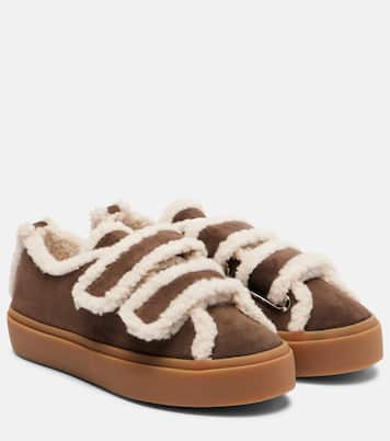 Shearling-trimmed suede low-top sneakers | Inuikii