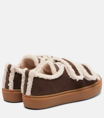 Shearling-trimmed suede low-top sneakers | Inuikii